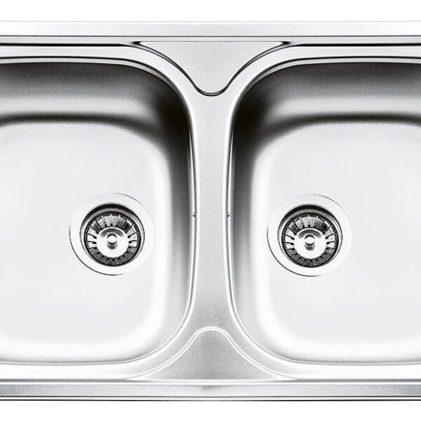 Sanili évier encastrable 86x50 2 cuves carres inox