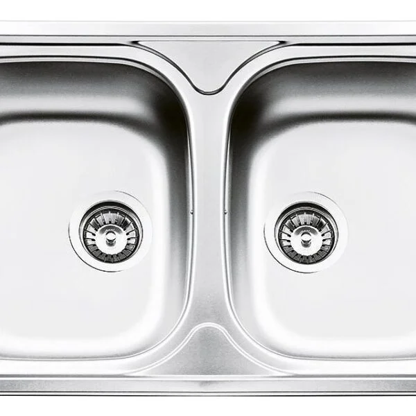 Sanili évier encastrable 86x50 2 cuves carres inox