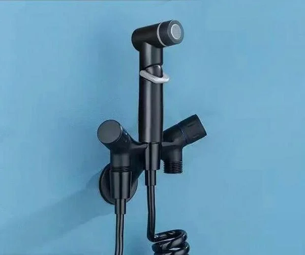 S4Y ROBINET EQUERRE DOUBLE+KIT WC NOIR