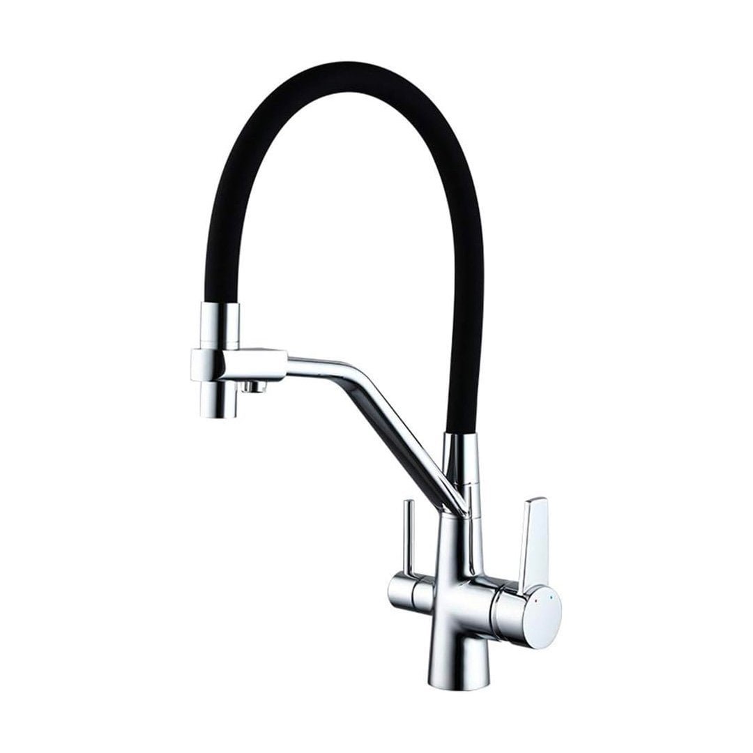 Robinet De Cuisine Pour Osmoseur G1/4 Acier Inoxydable 304 Noir - Bec Rotatif 360°, Montage Épaisseur 12-30 Mm