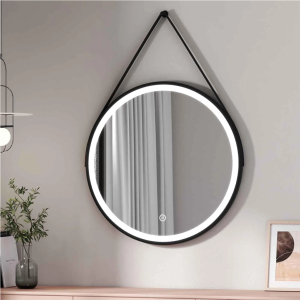 Gs miroir led rond avec corde noir