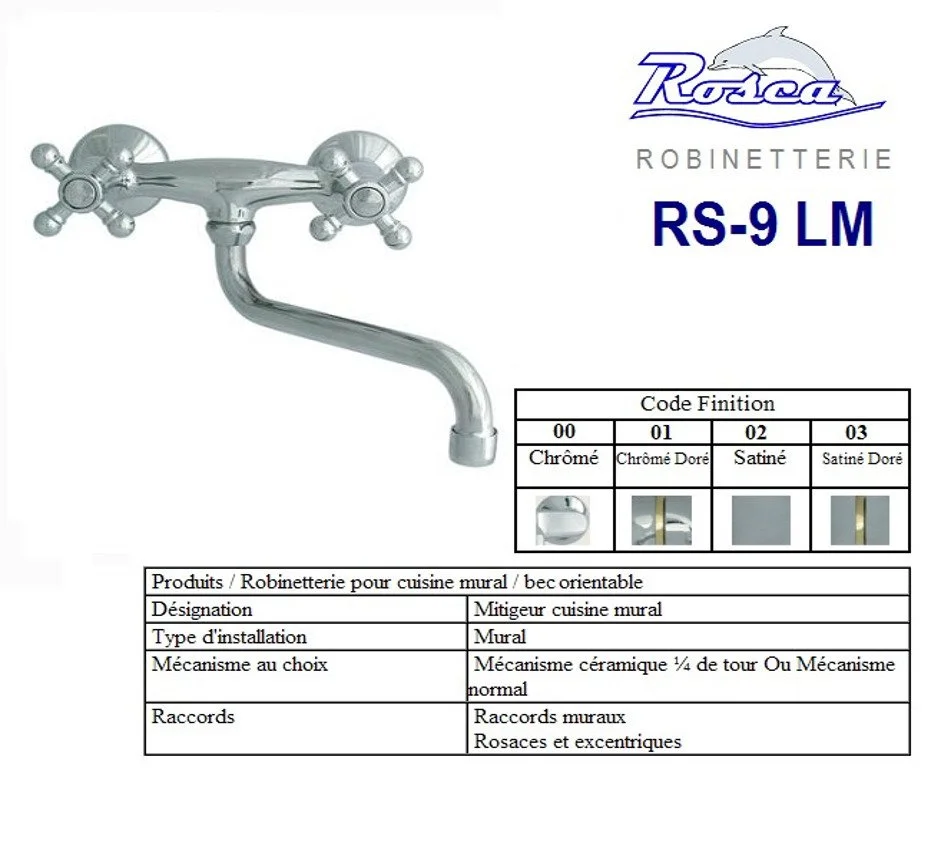 Melangeur cuisine mural normal /jrs-9lm-n-j chrome rosc – Image 2