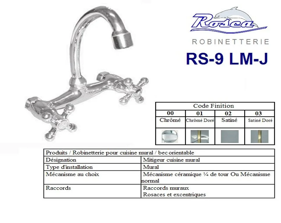 Melangeur cuisine mural normal /jrs-9lm-n-j chrome rosca – Image 2