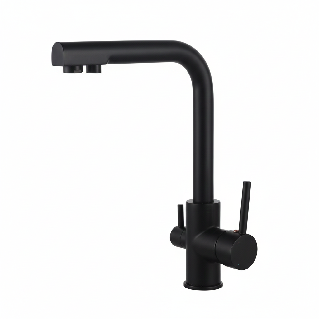 Mitigeur évier sur table 2 sorties noir mat Firmer