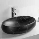 Vasque à poser ovale noir mat effet marbre – Image 5