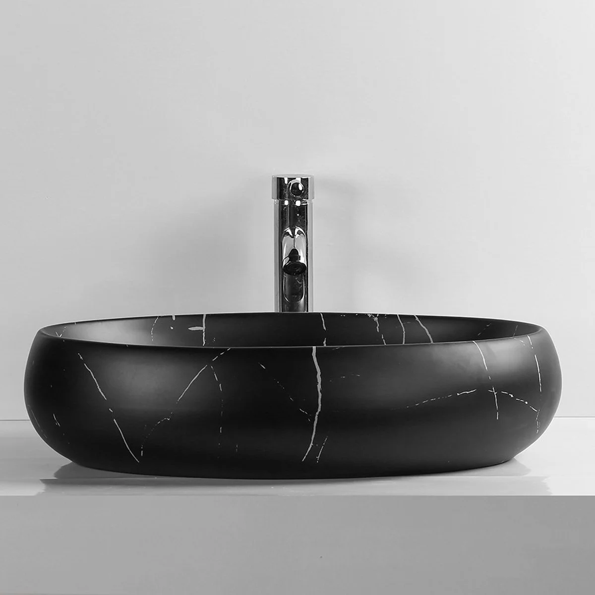 Vasque à poser ovale noir mat effet marbre – Image 4