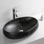 Vasque à poser ovale noir mat effet marbre