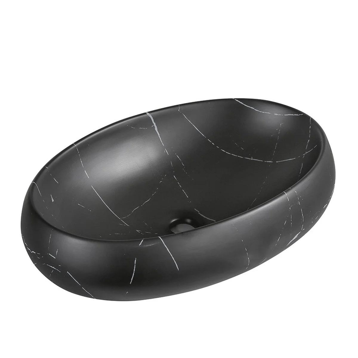 Vasque à poser ovale noir mat effet marbre – Image 2