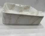 BK vasque a poser carre marbre blanc beige avec trou 49X38X14 – Image 2