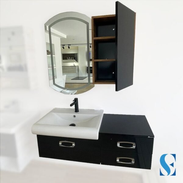 Meuble suspendu Luccido noir 110cm