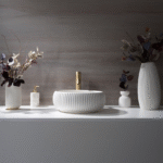 Élégante vasque à poser ronde bardage 2