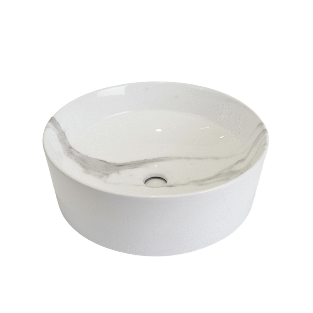 Vasque à poser blanc effet marbre