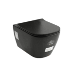 Sanindusa cuvette suspendu Look carré noir vue de face, finition mat, fixation cachée