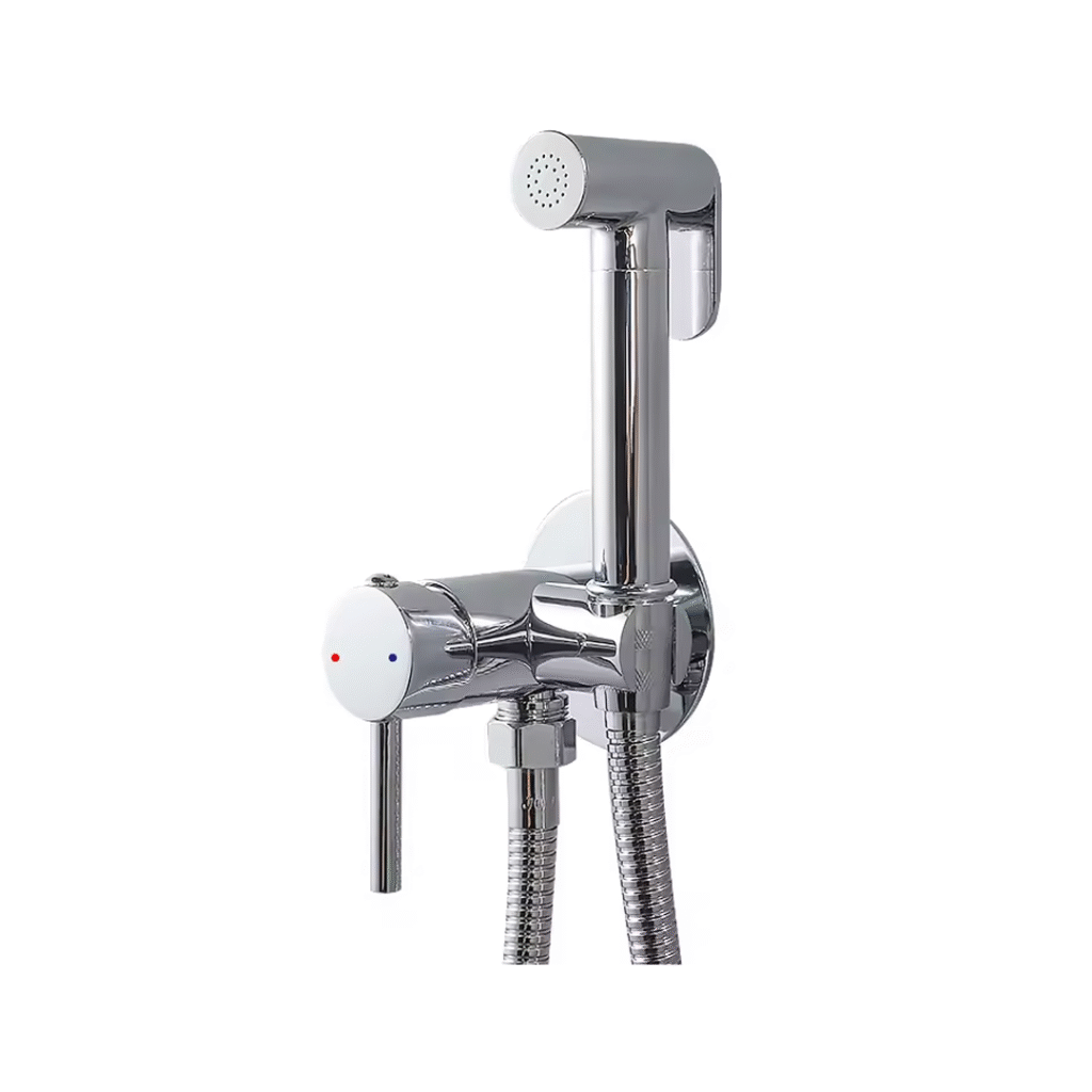 Kit WC encastré chrome Gebomed avec douchette et flexible chromé