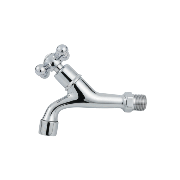 Robinet mural long pour Hammam chrome Wegay en laiton poli