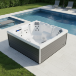 Jacuzzi SPA 200 x 150 x 77 cm blanc gris