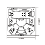 Jacuzzi SPA 200 x 150 x 77 cm blanc gris