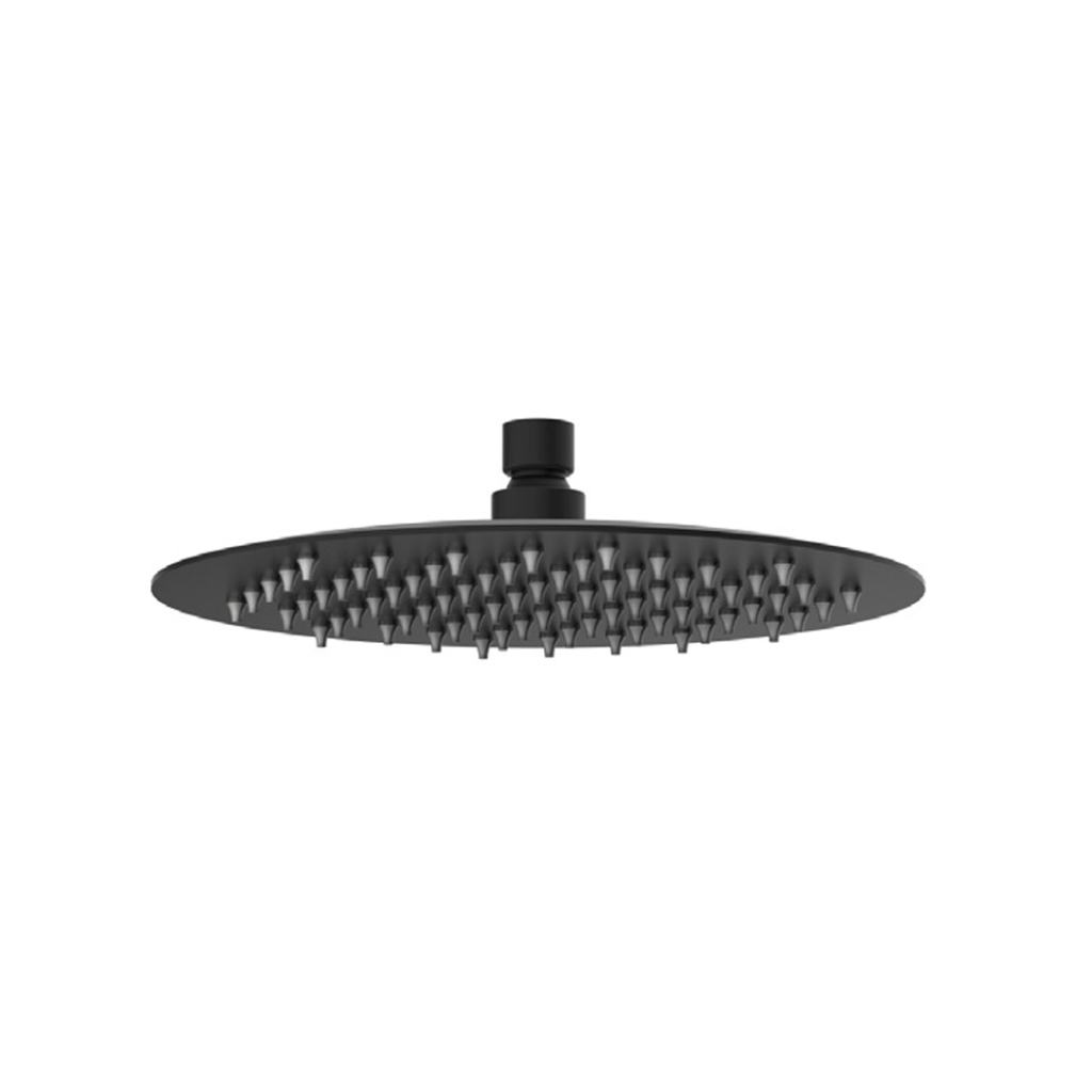 Pomme de douche rond 250 noir extra-plate anticalcaire.