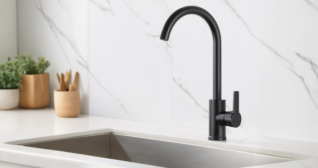 mitigeur cuisine bec haut noir