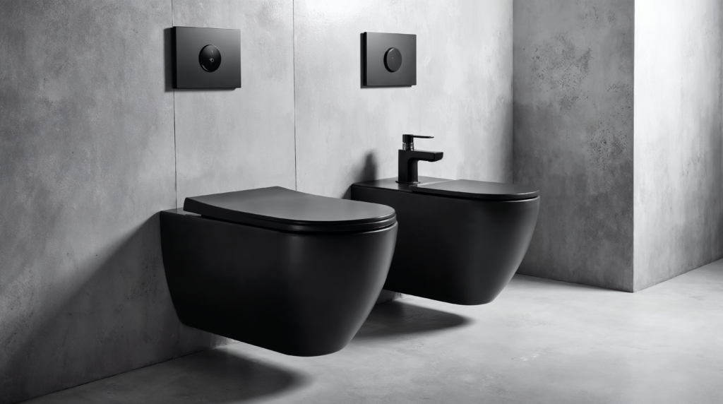 modern black toilet bidet set contemporary bathroom