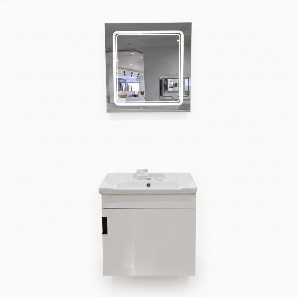Meuble PVC 50x36 blanc MEU55 avec vasque céramique Sani-Expert.