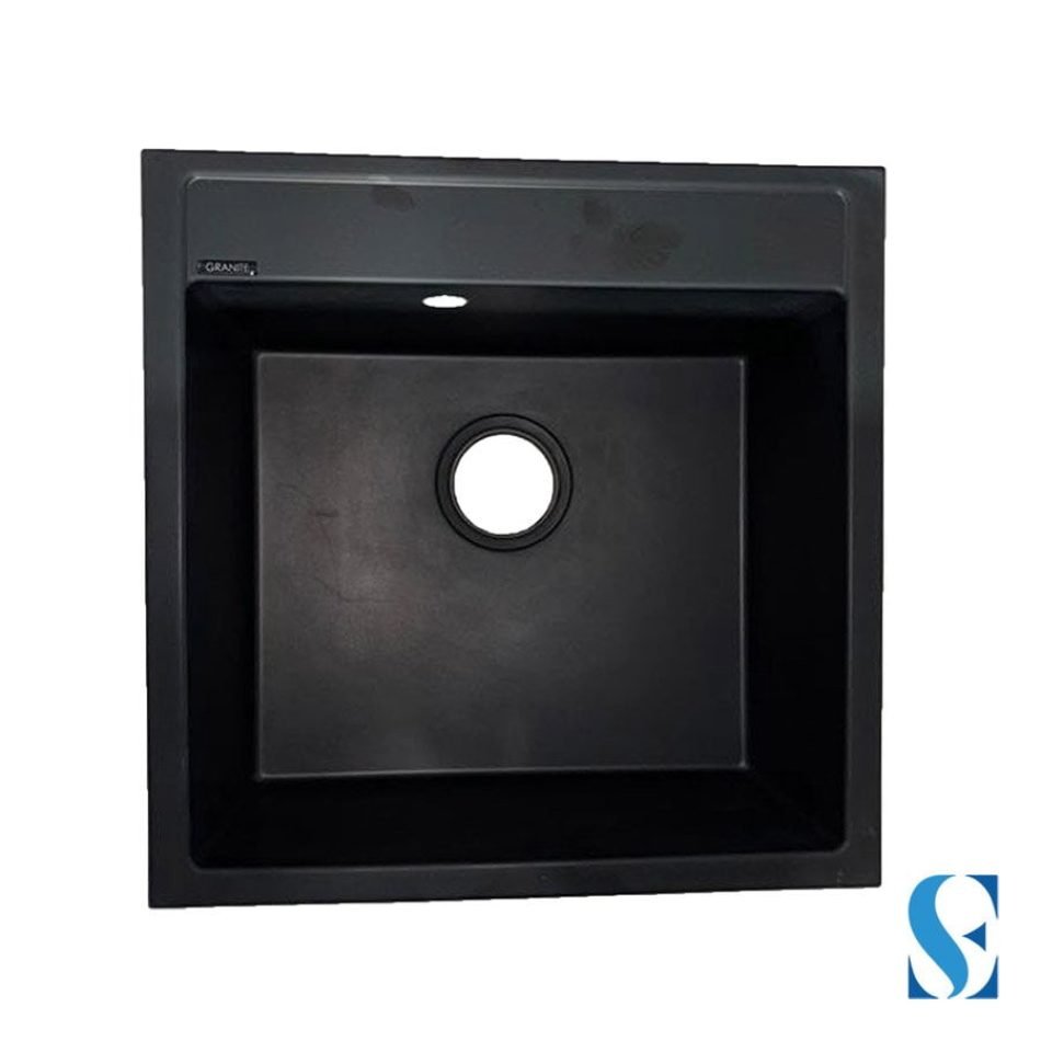 Evier granit noir 1 bac 50x50